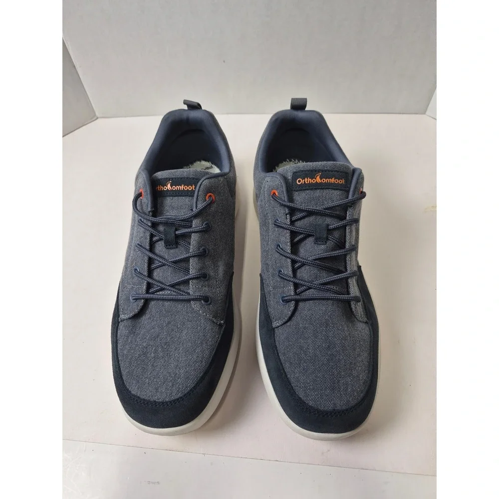 OrthoComfoot Mens ZGBX26B Grey Canvas Navy Suede Sneakers EU 47 US 13 Low Top